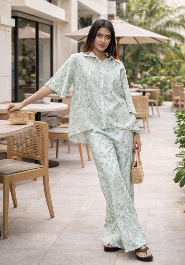 HEILI PRINTED HIGH LOW BLOUSE 